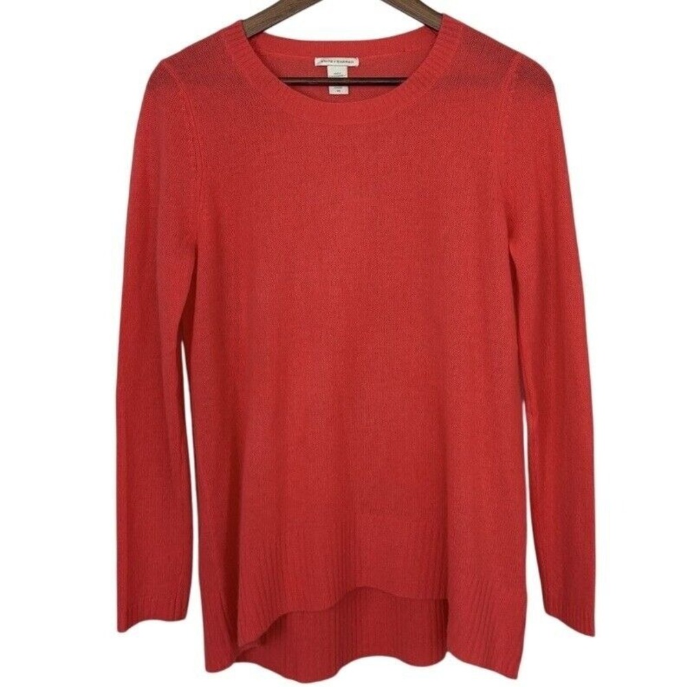 White‎ + Warren Red Cashmere Round Neck Sweater Womens Size M Essential Minimal